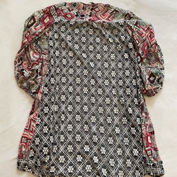 InLuv Long Boho Cardigan Womens Multicolor Open Front Short Sleeve Size S - Picture 4 of 10